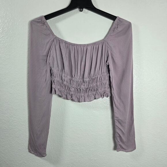 Urban Outfitters Tops - Urban Outfitters Cottagecore Crop Peasant Top Smocked Waist Purple Small